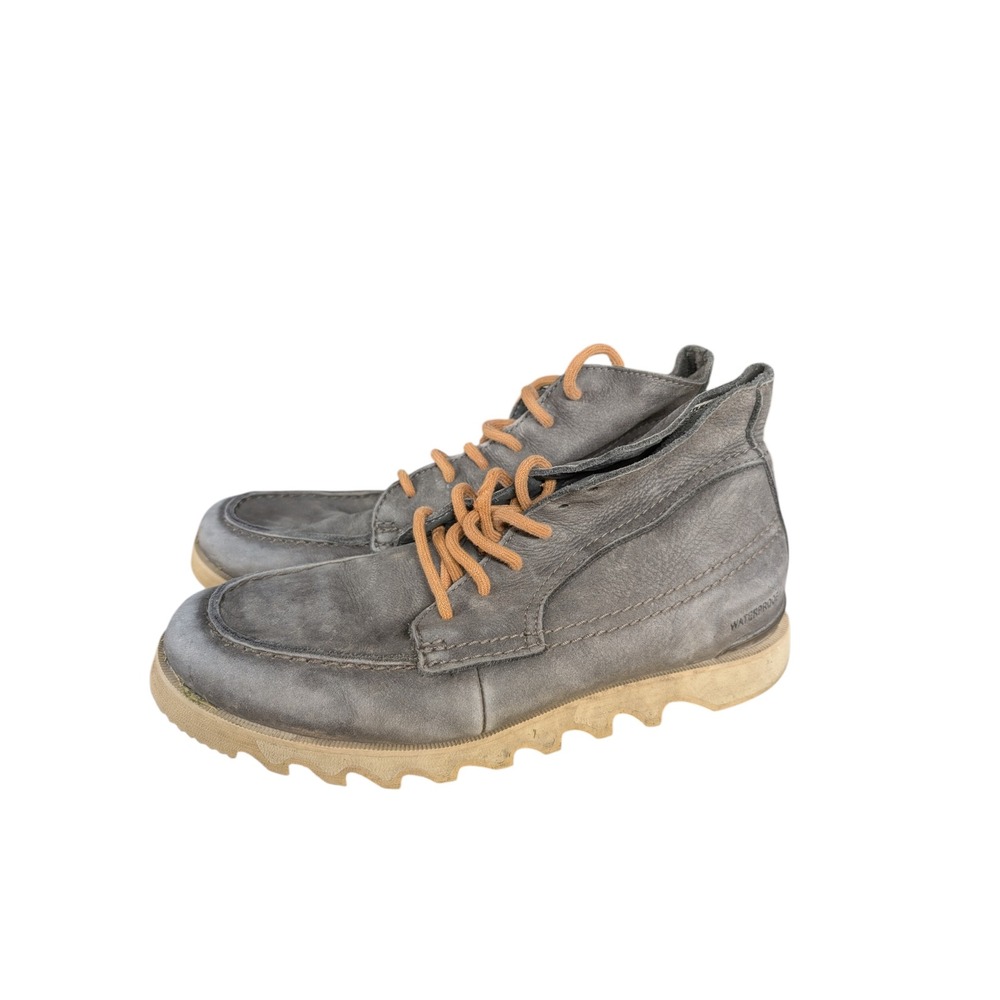 SOREL Mens Size 8.5 Kezar Waterproof Leather Moc Toe Boots Coal 1974401-048